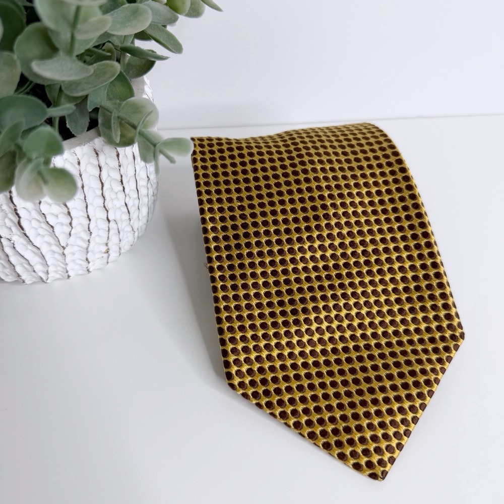 NWOT Paul Fredrick Men's Silk‎ Necktie Gold Brown 4" X 56" Workwear Preppy